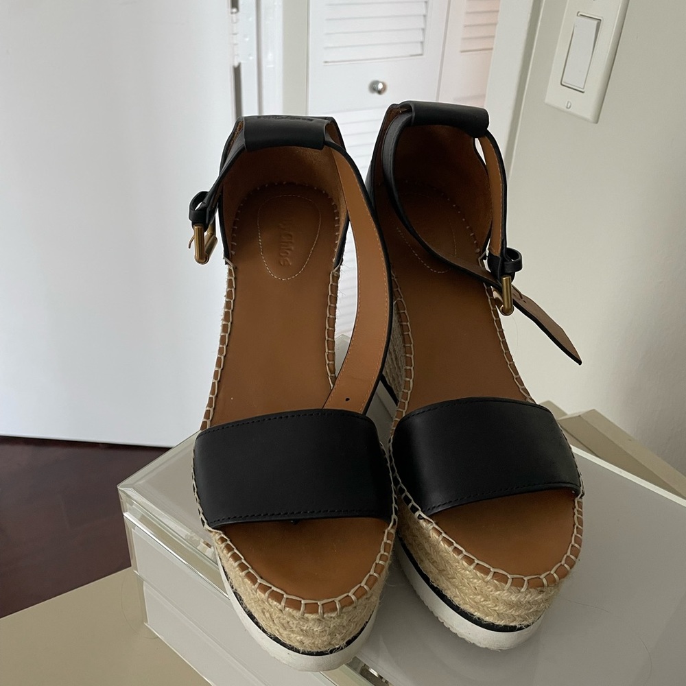 Glyn Wedge Sandal in Black (See by Chloe)